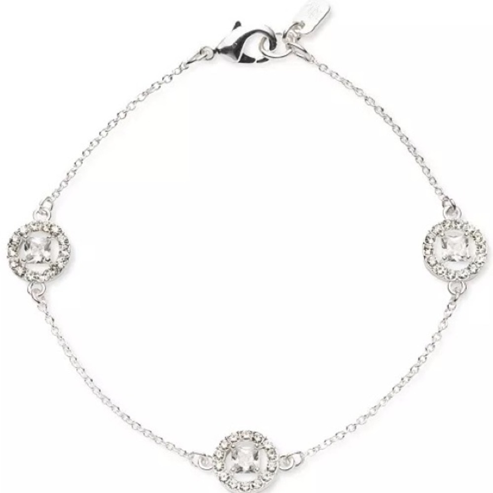 Lauren Ralph Lauren Silver-Tone Pavé & Square Crystal Deco Flex Bracelet